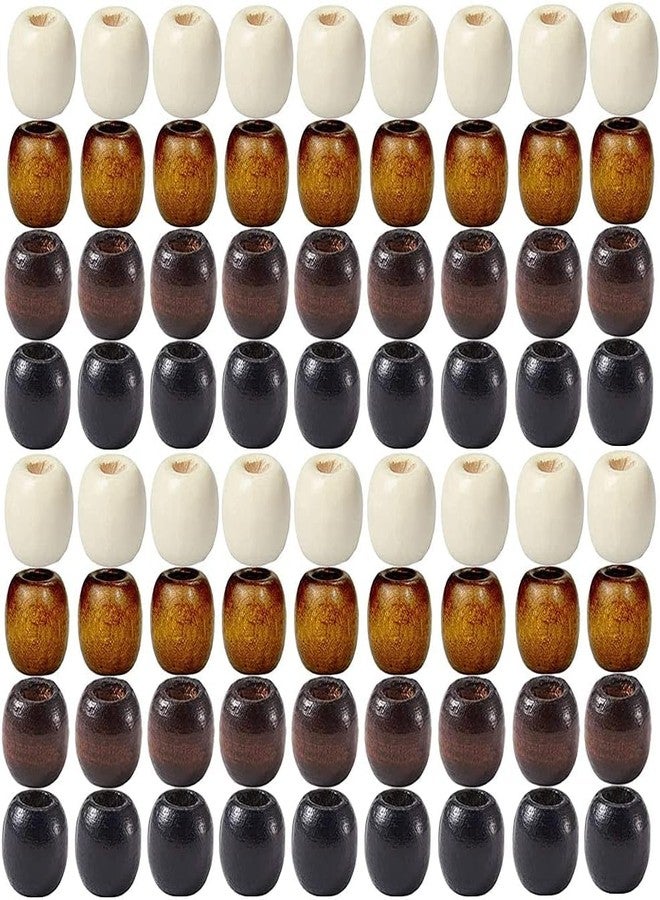 DIY Crafts 130 Pcs, Large Hole Barrel Wood European Loose Beads Colors Natural Wooden Dreadlock Hair Braid Beads for Hair Braids Jewelry Bracelet Necklace Making (130) - Image 2